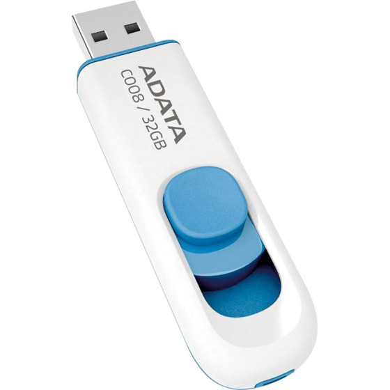 Adata - Memory Stick - Usb 2.0 FlashDrive, 32GB - White / Blue - (AC008-32G-RWE)