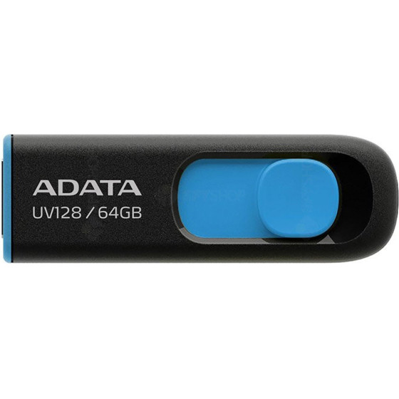 Adata - Memory Stick - Usb 3.2 FlashDrive, 64GB, 90/40MB/s - Black / Blue - (AUV128-64G-RBE)