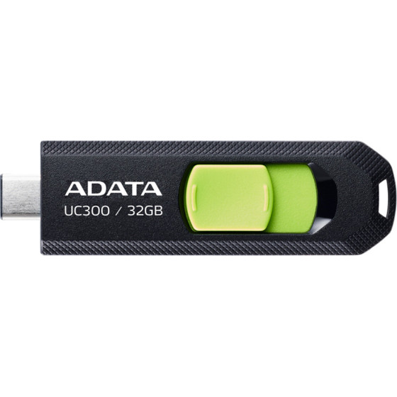 Adata - Memory Stick - USB-C FlashDrive, 32GB, 100MB/s - Black / Green - (ACHO-UC300-32G-RBK)
