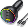 Baseus - Car Charger - 2x USB-C, USB, 152.5W, Fast Charging, Rgb Ambient Light, USB-C Cable - Cluster Black - (C00036101111-00)