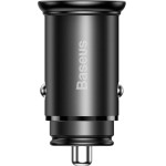 Baseus - Car Charger Circular Metal - Type-C, USB, Pps 30W, Multi Protocol - Black - (CCALL-BS01)