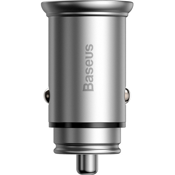 Baseus - Car Charger Circular Metal - Type-C, USB, Pps 30W, Multi Protocol - Silver - (CCALL-BS0S)