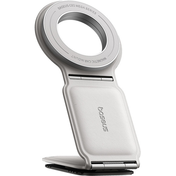 Baseus - Car Holder Primetrip Series C02 (C40169002213-00) - Pu Leather, 360�, 25N, Versatile Mounting Option - Moon White