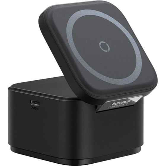 Baseus - Charging Station - Cube Shape, MagSafe, Qi, Type-C, 25W - Black - (P10264100123-00)