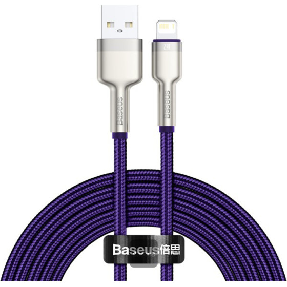 Baseus - Data Cable Cafule Series Metal - Usb To Lightning 2.4A, 2m - Purple - (CALJK-B05)