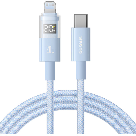 Baseus - Data Cable Display 2 - Fast Charging, Type-C To Lightning, Digital Display, 20W, 2m - Galaxy Blue - (P10382703311-01)