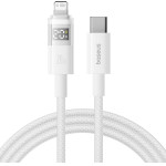 Baseus - Data Cable Display 2 - Fast Charging, Type-C To Lightning, Digital Display, 20W, 2m - Moon White - (P10382703211-01)