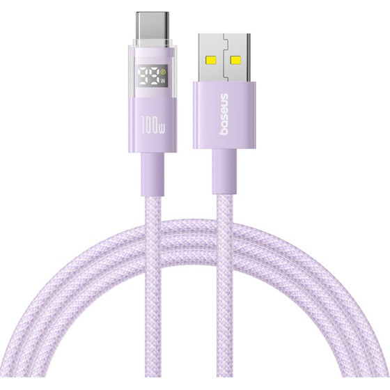 Baseus - Data Cable Display 2 - Fast Charging, Usb To Type-C, Digital Display, 100W, 2m - Nebula Purple - (P10382701511-01)