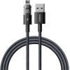 Baseus - Data Cable Display 2 - Usb To Lightning, Fast Charging, Digital Display, 2.4A, 2m - Cosmic Black - (P10382700121-01)