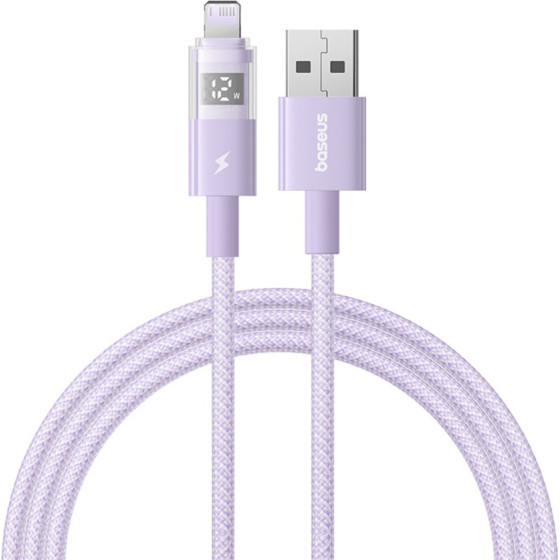 Baseus - Data Cable Display 2 - Usb To Lightning, Fast Charging, Digital Display, 2.4A, 2m - Nebula Purple - (P10382700511-01)