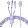 Baseus - Data Cable Flash Series 2 - Fast Charge, Usb To Type-C, Lightning, Micro-USB, 100W, 1.2 m - Purple - (CASS030005)
