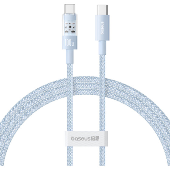 Baseus - Data Cable Gem - Type-C To Type-C, Super Fast Charging 100W, 1m - Galaxy Blue - (P10373000311-00)