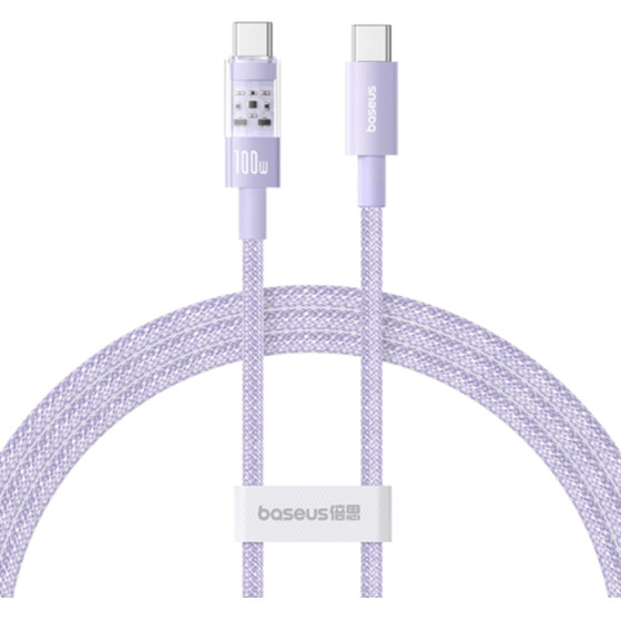 Baseus - Data Cable Gem - Type-C To Type-C, Super Fast Charging 100W, 1m - Nebula Purple - (P10373000511-00)