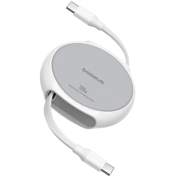 Baseus - Data Cable Pathfinder Series - Type-C To Type-C, 100W, 1m, Retractable - Moon White - (P10368400211-00)