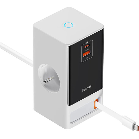 Baseus - Extension Cord Powercombo - USB, 2xType-C, Shuko, 65W - White - (PSLR000602)
