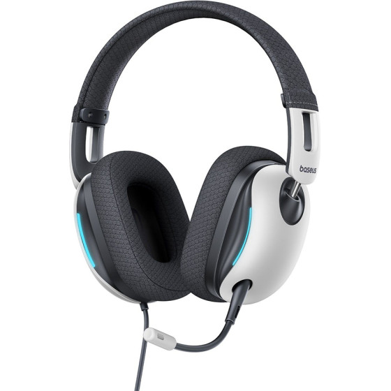 Baseus - Gaming Headphones Goplay 1 Max (A00181003213-00) - With Microphone, In-Line Cable Controls, Led Light - Moon White
