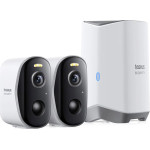 Baseus - Outdoor Camera Security N1 Plus (S0TY002131) - 2K, 16GB, 2 Camera Kit, Two-Way Talk, Night Vision, IP67 - Moon White
