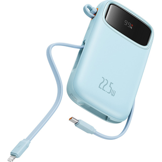 Baseus - Power Bank Qpow Pro+ - Lightning, 2x Type-C, USB, 22.5W, 10000mAh, Cable Type-C, 30cm - Blue - (P10055003313-00)