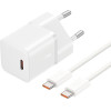 Baseus - Wall Charger - GaN, Type-C, 20W, With Cable Type-C To Type-C, 100W, 1m - Moon White - (P10110900213-01)
