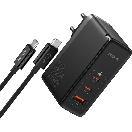 Baseus - Wall Charger GaN5 Pro Digital - Fast Charger, 2xType-C, USB, 160W, With Cable Type-C, 240W - Black - (P10110825113-00)