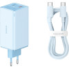 Baseus - Wall Charger GaN6 Pro - 2x USB, 2x Type-C, 100W, With Cable Type-C, 100W, 20V, 5A, 1m - Blue - (P10162705312-00)