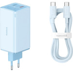 Baseus - Wall Charger GaN6 Pro - 2x USB, 2x Type-C, 100W, With Cable Type-C, 100W, 20V, 5A, 1m - Blue - (P10162705312-00)