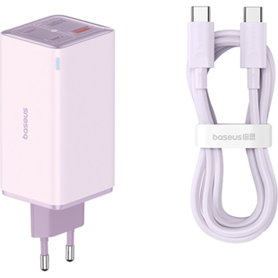 Baseus - Wall Charger GaN6 Pro - 2x USB, 2x Type-C, 100W, With Cable Type-C, 100W, 20V, 5A, 1m - Purple - (P10162705532-00)
