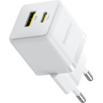 Baseus - Wall Charger Palm (CCZC20UE) - 2in1 Fast Charger, USB, Type-C, 20W, 5V/3A - Moon White - (P10111608213-00)