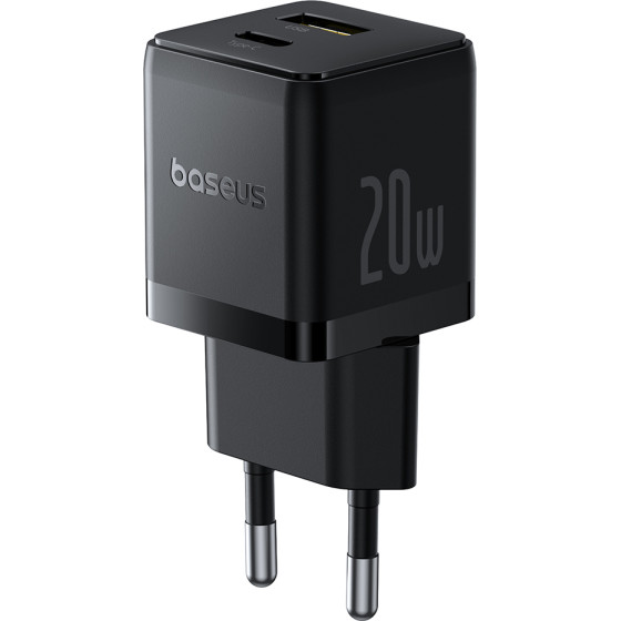 Baseus - Wall Charger Palm - 2in1 Fast Charger, USB, Type-C, 20W, 5V/3A - Cluster Black - (P10111608113-00)