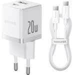 Baseus - Wall Charger Palm - 2in1 Fast Charger, USB, USB-C, Type-C Cable, 20W, 5V/3.0A, 1m - Moon White - (P10111608213-01)