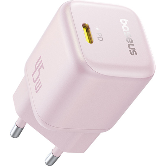 Baseus - Wall Charger Picogo - GaN, Fast Charging, 45W, USB-C - Baby Pink - (P10176800413-00)