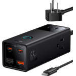 Baseus - Wall Charger Powercombo Digital Powerstrip - 3xAC, 2xUSB, 2xType-C, 65W With Cable Type-C 100W - Black - (PSLA020101)