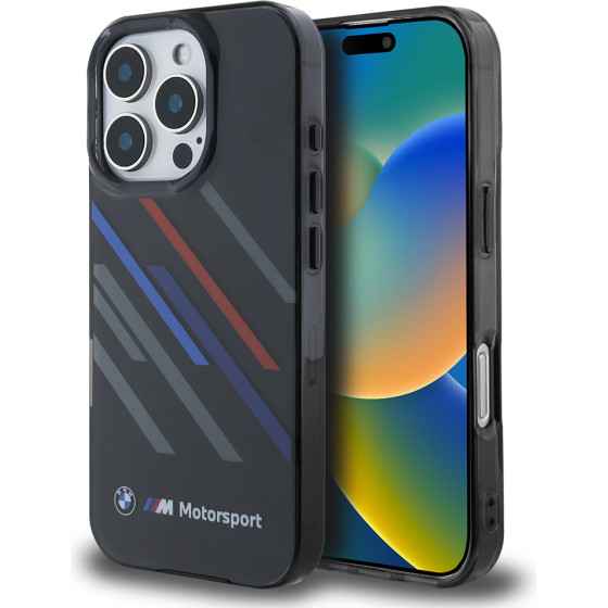 BMW - Hardcase Motorsport Iml Random Stripes - Iphone 16 Pro - Black - (BMHCP16L23HTRAK)