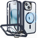 ESR - Armor Tough Kickstand Halolock + Screen Protector - Iphone 15 Plus - Clear Dark Blue