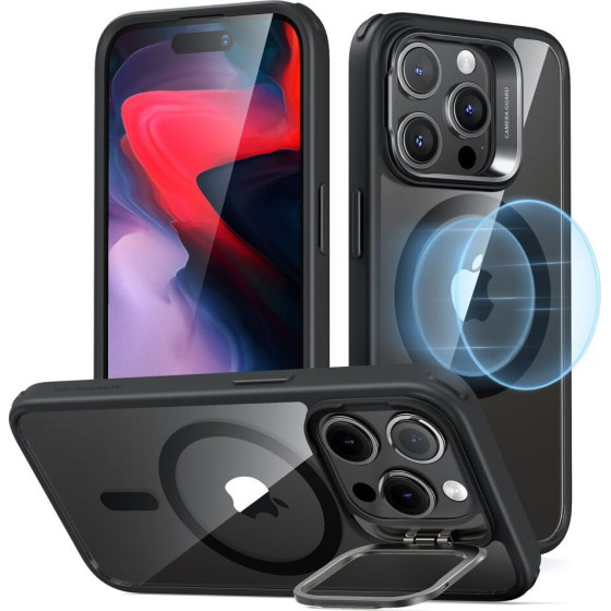 ESR - Classic Hybrid Halolock Kickstand - Iphone 15 Pro - Clear Black
