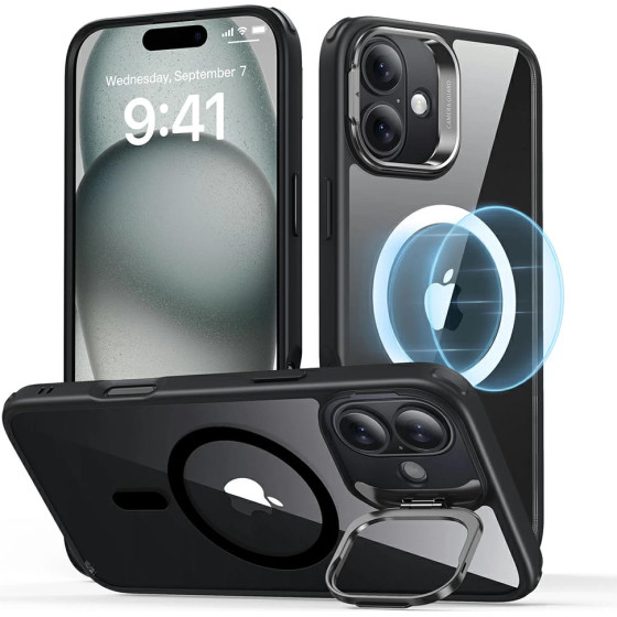 ESR - Classic Hybrid Halolock Kickstand - Iphone 16 Plus - Clear Black