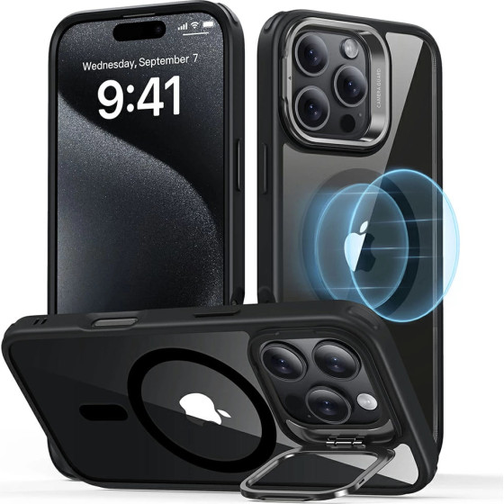 ESR - Classic Hybrid Halolock Kickstand - Iphone 16 Pro - Clear Black