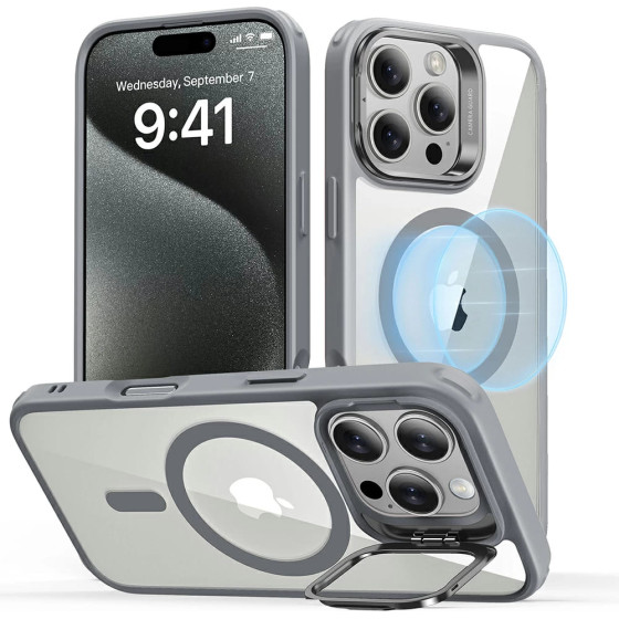 ESR - Classic Hybrid Halolock Kickstand - Iphone 16 Pro - Grey Clear