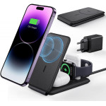 ESR - Premium 3in1 Travel Wireless Charging Set - For iPhone, Mfi Apple Watch, AirPods, Qi2 15W - Black - (2C569A)