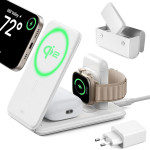 ESR - Premium Travel Wireless Charging Set (2C569) - With Bag Accessories, For iPhone, Mfi Apple Watch, AirPods, Qi2 - White