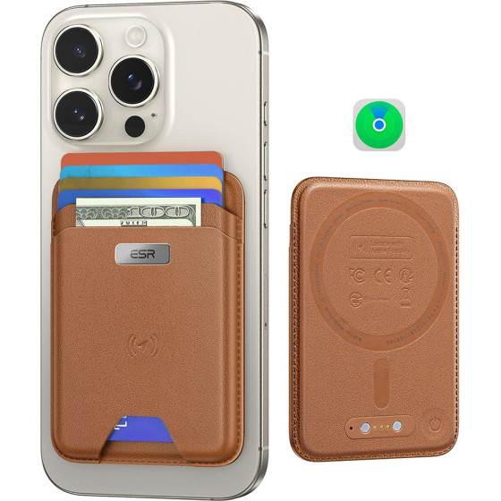 ESR - Premium Wallet Classic Geo Magsafe (2K64402) - Smart 4 Cards Storage, Made From Artificial Leather - Caramel Brown