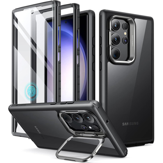 ESR - Shock Armor Kickstand + Screen Protector - Samsung Galaxy S23 Ultra - Clear Black