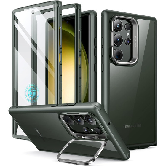 ESR - Shock Armor Kickstand + Screen Protector - Samsung Galaxy S23 Ultra - Clear Green