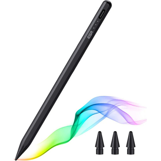 ESR - Stylus Pen (6C00107) - For iPad, Magnetic Attachment, Bluetooth, Type-C, Palm Rejection, Tilt Sensitivity - Black