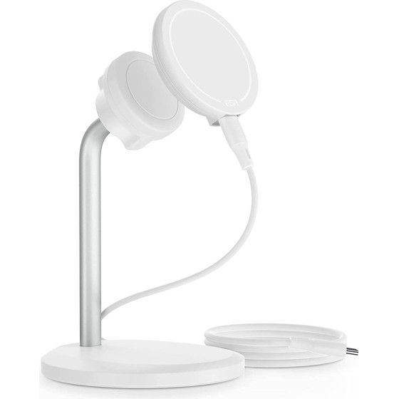 ESR - Wireless Charger Halolock Shift - Stand With Removable Magnetic Pad, Magsafe Compatible - White