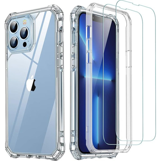 ESR - [3in1 Pack] Air Armor 360 + 2x Screen Protector - Iphone 13 Pro Max - Clear