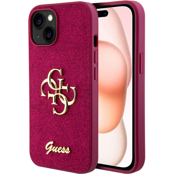 Guess - Glitter Script Big 4G - Iphone 15 - Magenta - (GUHCP15SHG4SGU)