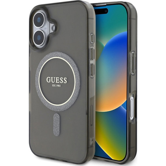 Guess - Iml Glitter Circle Magsafe - Iphone 16 Plus - Black - (GUHMP16MHFGEREK)