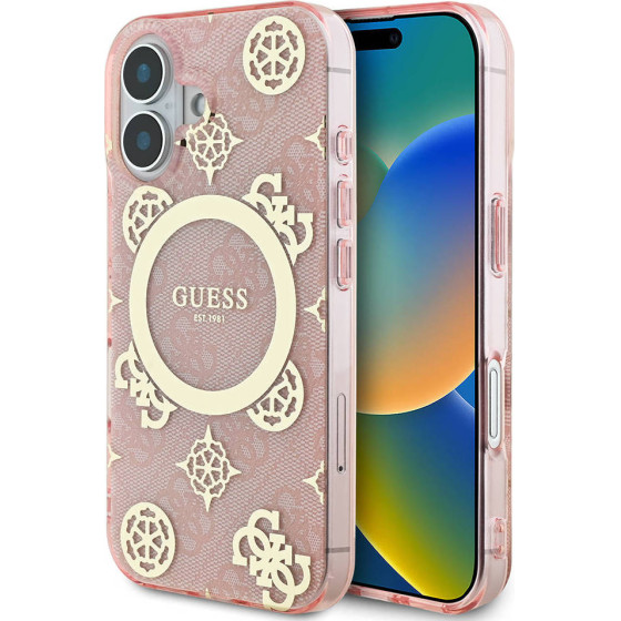 Guess - Iml Peony On 4G Background Magsafe - Iphone 16 - Pink - (GUHMP16SH4PYEEP)