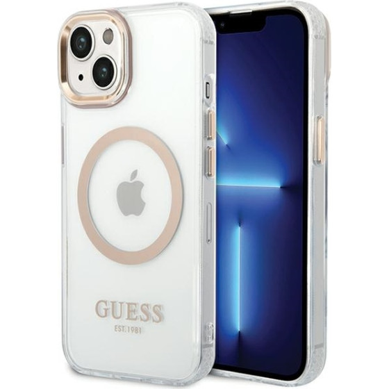 Guess - Metal Outline Magsafe - Iphone 15 Plus - Gold - (GUHMP15MHTRMD)
